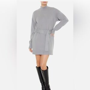 Forever 21 Gray Belted Sweater Mini Dress